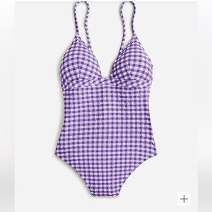 J Crew Plunge One-Piece Swimsuit in Gingham, NWTj
